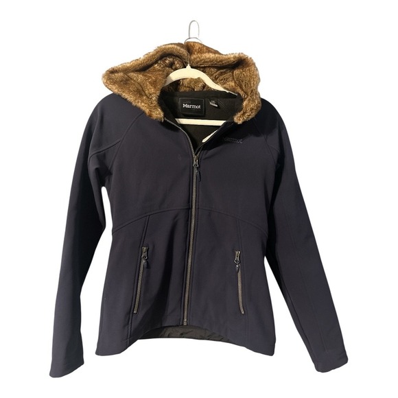 Marmot Womens Navy Blue Furlong Faux Fur Hooded Jacket, Small - Picture 2 of 10